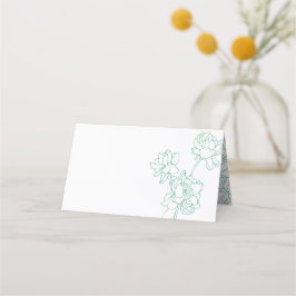 Groene Hand Getrokken Peony Bloemen Wedding Plaatskaartje