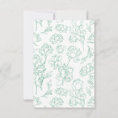 Groene Hand Getrokken Peony Bloemen Wedding RSVP Kaartje (Achterkant)