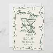 Groene Hand Getrokken Proost om de Uitnodiging van (Voorkant)