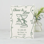 Groene Hand Getrokken Proost om de Uitnodiging van (Staand voorkant)