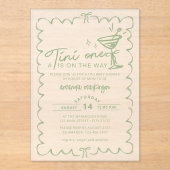 Groene Hand Teken Een Tini Een Baby shower Acryl Uitnodigingen (Voorkant)