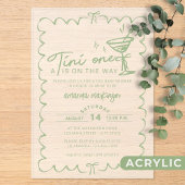 Groene Hand Teken Een Tini Een Baby shower Acryl Uitnodigingen
