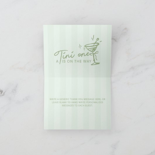 Groene Hand Teken Een Tini Een Baby shower Gevouwe Bedankkaart (Binnen)