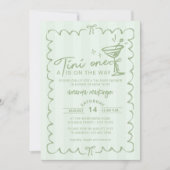 Groene Hand Teken Een Tini Een Baby shower Kaart (Voorkant)