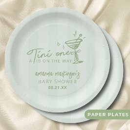 Groene Hand Teken Een Tini Een Baby shower Papieren Bordje
