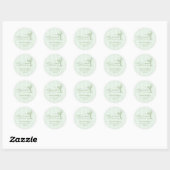 Groene Hand Teken Een Tini Een Baby shower Ronde Sticker (Vel)