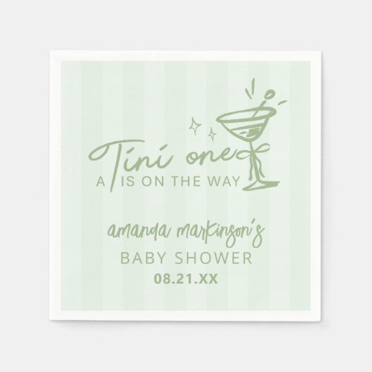 Groene Hand Teken Een Tini Een Baby shower Servet (Voorkant)