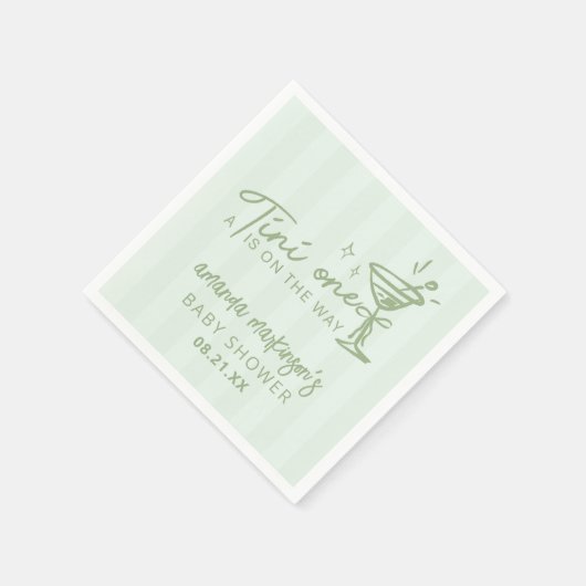Groene Hand Teken Een Tini Een Baby shower Servet (Hoek)