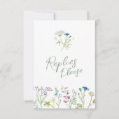 Groene hand wildflower waterverf RSVP bruiloft (Voorkant)