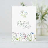 Groene hand wildflower waterverf RSVP bruiloft (Staand voorkant)