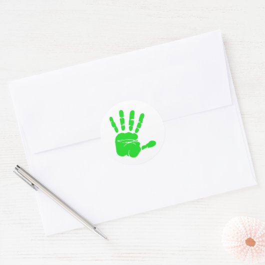 Groene handdruk ronde sticker (Envelop)