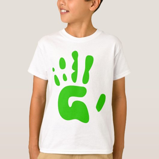 Groene handdruk t-shirt (Voorkant)