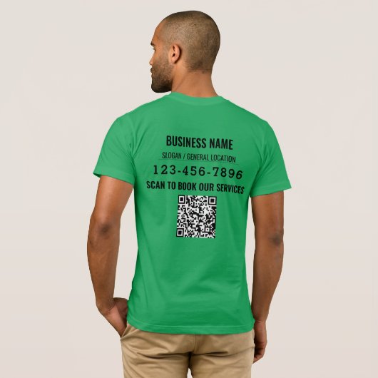Groene Handel Show met Aangepaste QR code T-shirt (Achterkant volledig)