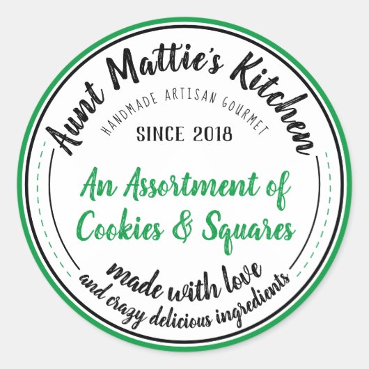 Groene Handgemaakte Artisan Gourmet Food Label (Voorkant)