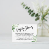 Groene handgeschreven display bruidsfeest cadeau informatiekaartje (Staand voorkant)