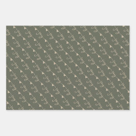 Groene handgeschreven Joy Hearts Kerstverpakking Inpakpapier Vel