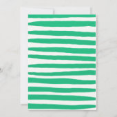 Groene handgeschreven pinstripes grillige bruiloft kaart (Achterkant)
