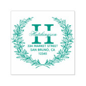 Groene handgetekende bloemenkrans | Retouradres Zelfinktende Stempel (Design)