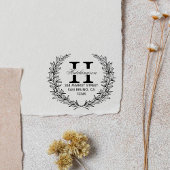 Groene handgetekende bloemenkrans | Retouradres Zelfinktende Stempel