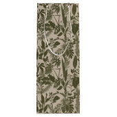 Groene handgetekende lijn tropische bladeren en bl wijn cadeautas (Achterkant)