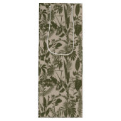 Groene handgetekende lijn tropische bladeren en bl wijn cadeautas (Voorkant)