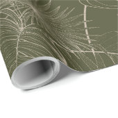 Groene handgetekende lijn tropische palmbladeren. cadeaupapier (Rol Hoek)