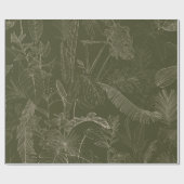 Groene handgetekende lijn tropische palmbladeren. cadeaupapier (Vlak)