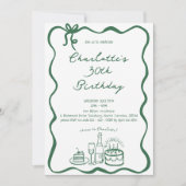 GROENE Handgetekende Uitnodiging voor 30e Verjaard (Voorkant)