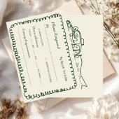 groene handgetekende Whimsical Bruiloft  RSVP Kaartje