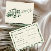 groene handgetekende Whimsical Bruiloft  RSVP Kaartje