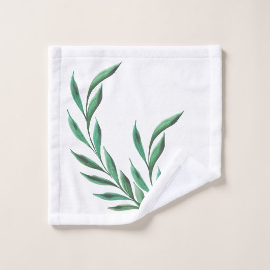 Groene handpalm laat transparante Waterverf achter Bad Handdoek (Wasdoekje)