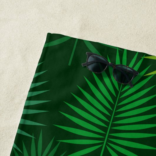 Groene handpalm verlaat botanisch patroon handdoek (In situ)