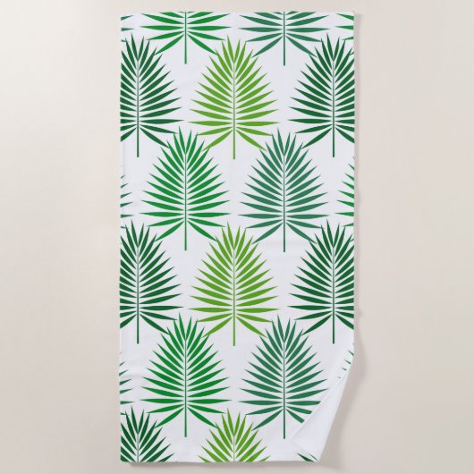 Groene handpalm verlaat botanisch patroon handdoek (Voorkant)
