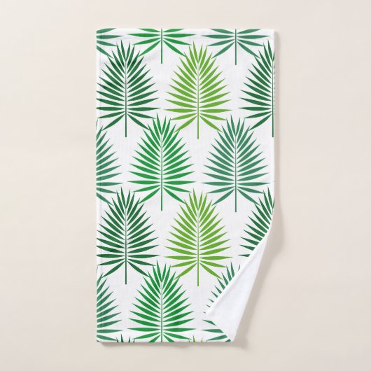 Groene handpalm verlaat botanisch patroon handdoek (Handdoek)