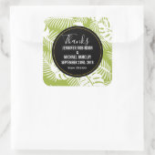 Groene handpalmen Oerwoud Pattern Weddenschap Beda Vierkante Sticker (Tas)