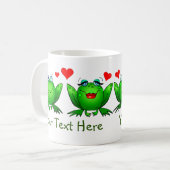 Groene Happy Cartoon Kikkers sparen de moeras Koffiemok (Voorkant links)