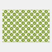 Groene Happy Face Stripes en Polka Dot Inpakpapier Vel (Voorkant)