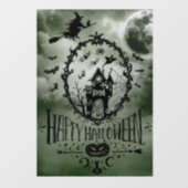 Groene Happy Halloween Full Moon & Witch Raamsticker (Vel)
