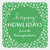 Groene Happy Howholidays Pet Lover Vakantie Vierkante Sticker (Voorkant)