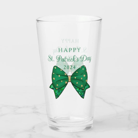 Groene Happy St. Patrick's Day 2024 Glas (Achterkant)