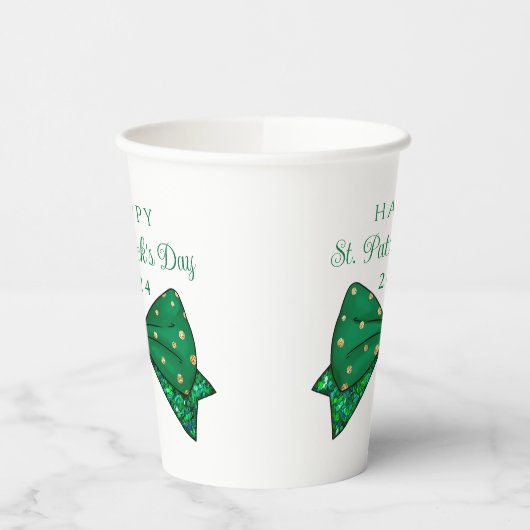 Groene Happy St. Patrick's Day 2024 Papieren Bekers (Links)