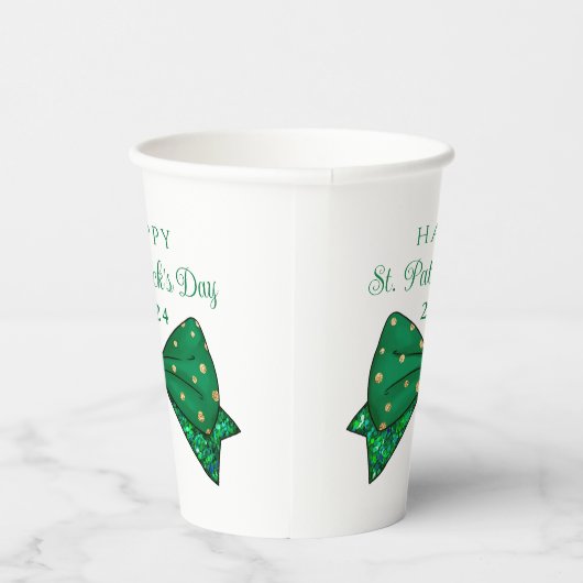 Groene Happy St. Patrick's Day 2024 Papieren Bekers (Rechts)