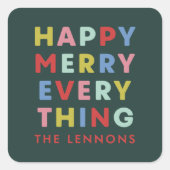 Groene Happy vrolijke Alles Kerstmis Sticker (Voorkant)