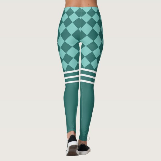 Groene Harlekijn en Triple White Stripe Leggings (Achterkant)