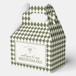 Groene Harlekijn Geruite Bruidsmeisje Voorstel Doo Bedankdoosjes