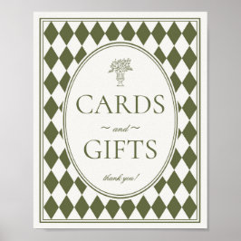 Groene Harlekijn Geruite Kaarten en Cadeaus Bord Poster