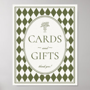 Groene Harlekijn Geruite Kaarten en Cadeaus Bord Poster