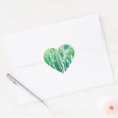 Groene Hart Aspen Bomen Pen en Ink Art Hart Sticker (Envelop)