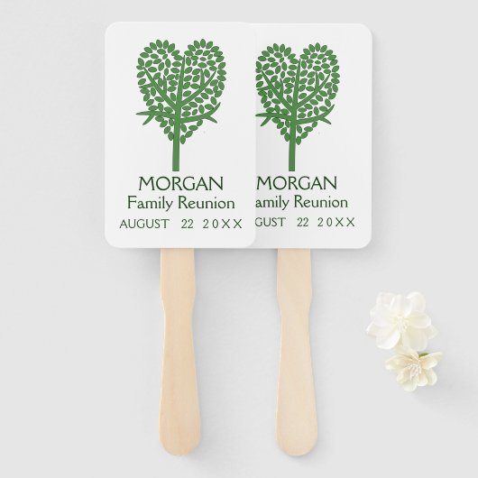 Groene Hart Boom Familie Reünie Hand Fan Handwaaier (Voorkant en achterkant)