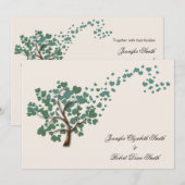 Groene Hart Boom op Ivoor Bruiloft uitnodiging (Voorkant / Achterkant)